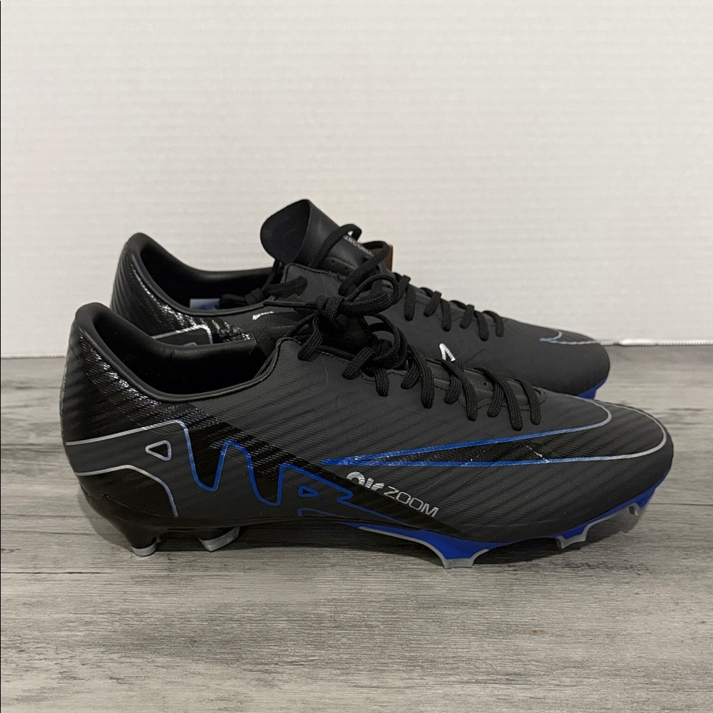 Zoom Vapor 15 Academy FG/MG Nike Men's Black and Blue Zoom Athletic Shoes